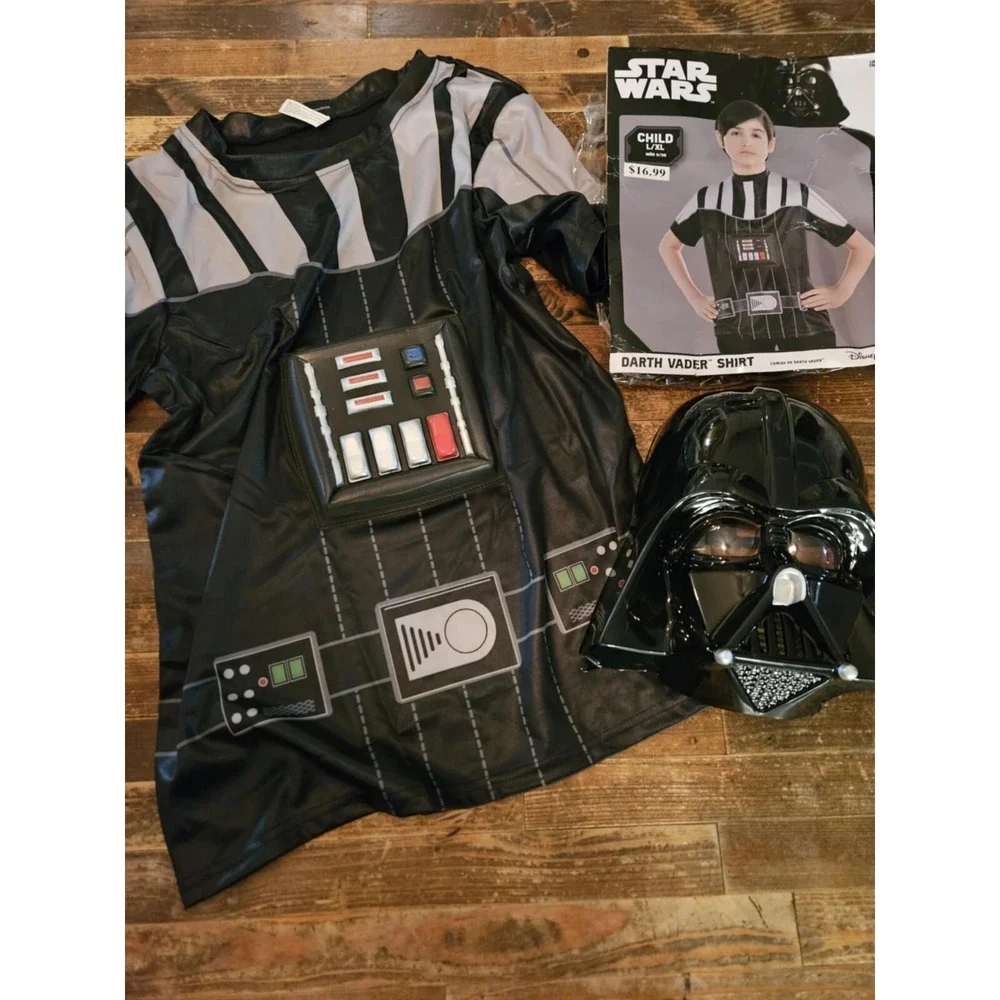Star Wars Boys Top Halloween Costume Darth Vader Shirt w Mask Size Child L/XL 6
